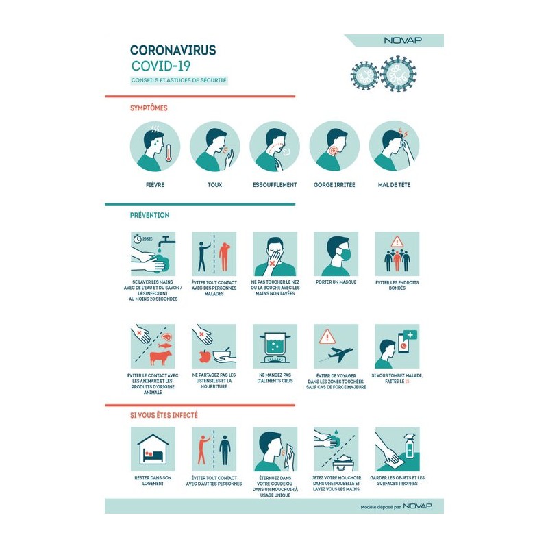 Panneau Conseils et astuces COVID 19 - Rigide - A4