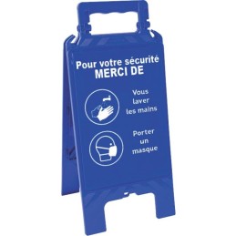 Chevalet Bleu - Laver les mais et Porter un masque - 608 x 272 mm