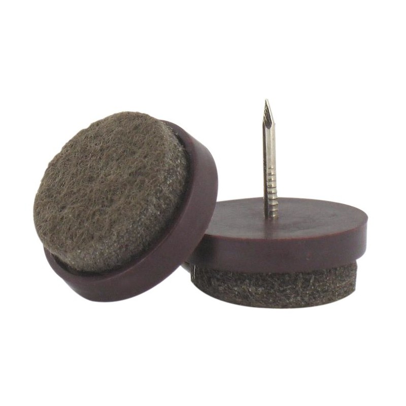 Patin feutre marron à clouer PVM - Diamètre 24 mm - Vendu par 4