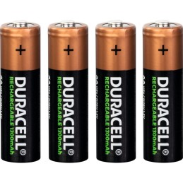 Piles rechargeables AA Duracell - Blister de 4 - LR06 - 1300 mAh