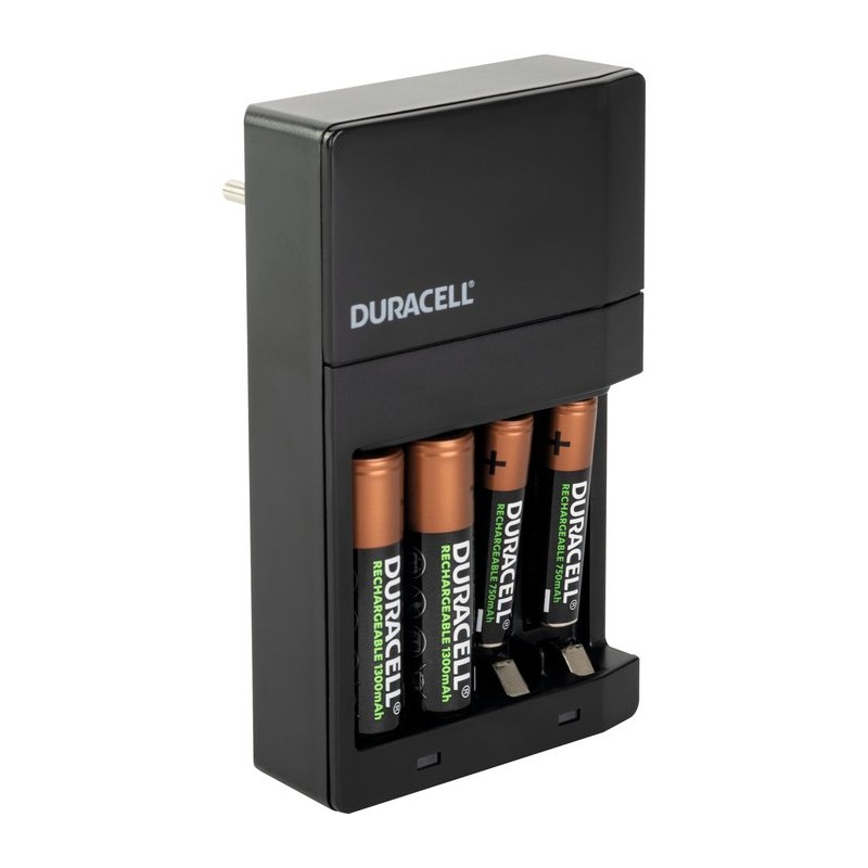 Chargeur high speed - Duracell - 45 minutes de charge pour 4 h d'utilisation - Charge rapide - Pour piles AA et AAA