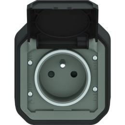 Prise de courant étanche - Plexo - Complet - Legrand - 2P+T - 16 A - Anthracite - IP55 - En saillie