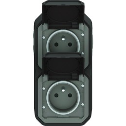 Prise de courant étanche Plexo Complet - Legrand - 2 x 2P+T - 16 A - Anthracite - IP55 - Verticale - En saillie - Précâblée