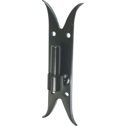 Gond sur plaque queue de carpe Torbel - Acier noir - Diamètre gond 14 mm