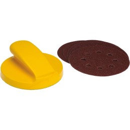 Cale de ponçage ronde - SCID - Avec 5 disques abrasifs auto-agrippant - Grain 40, 80 et 120
