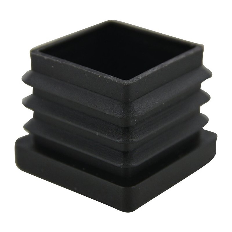 Embout rentrant carré plastique noir Guitel point M - Dimensions 30 x 30 mm - Vendu par 4