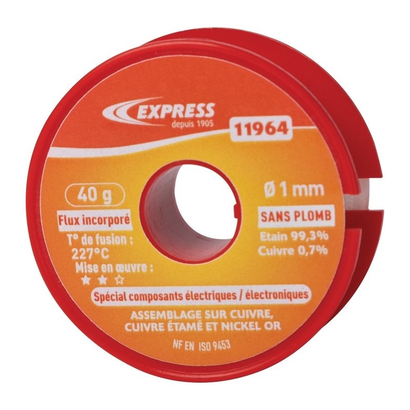 Soudure étain bobine Express - Spécial composants électriques - 40 g