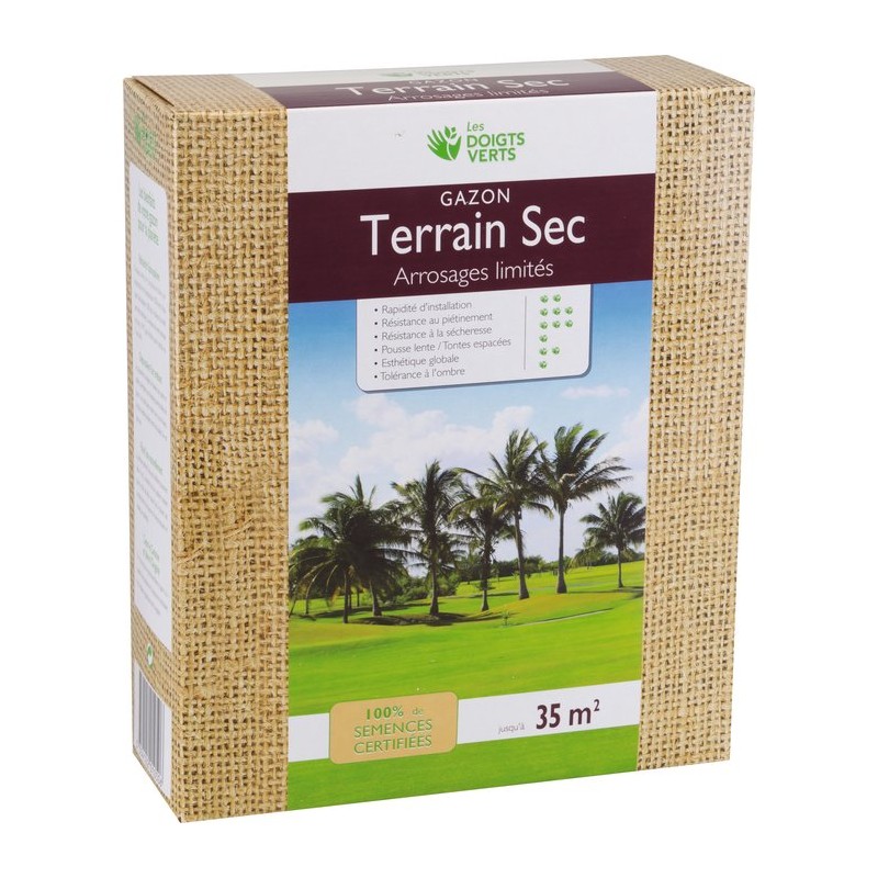 Gazon terrain sec semence pure Les doigts verts - 1 kg