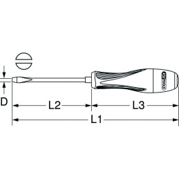 Tournevis ultimate fente - KStools - L. lame 75mm - Embout 2,5 mm