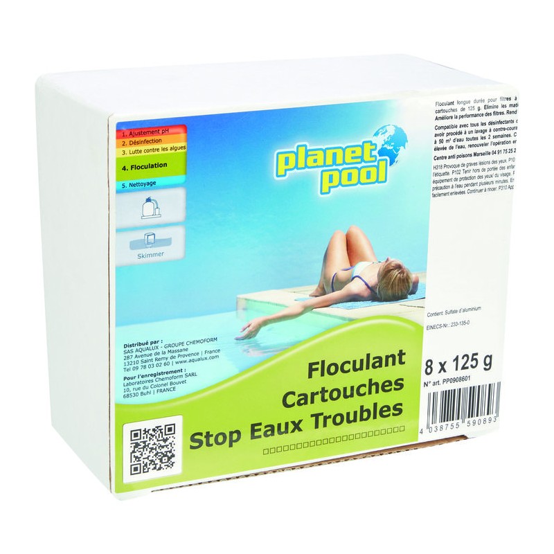 8 cartouches de floculant - Planet Pool - 1kg