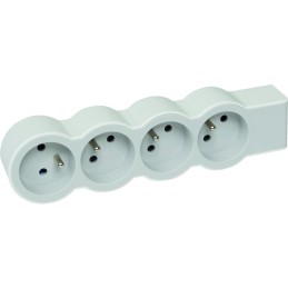 Bloc multiprise extra-plate avec 4 prises de courant avec terre à câbler Legrand - blanc et gris clair