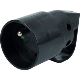 Fiche électrique - Avec anneau - Dhome - 2P+T - 16 A - Femelle - Noir
