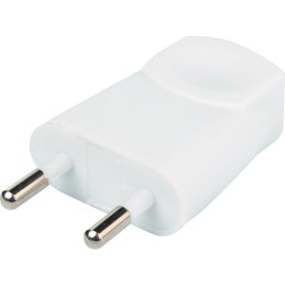 Fiche électrique - Plate - Dhome - 2P-6 A - Mâle - Blanc