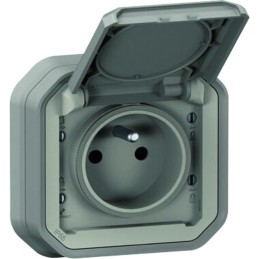 Prise de courant - Plexo - Legrand - Gris - À encastrer - 2P + T