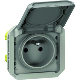 Prise de courant - Plexo - Legrand - À équiper - Gris - En saillie - 2P + T