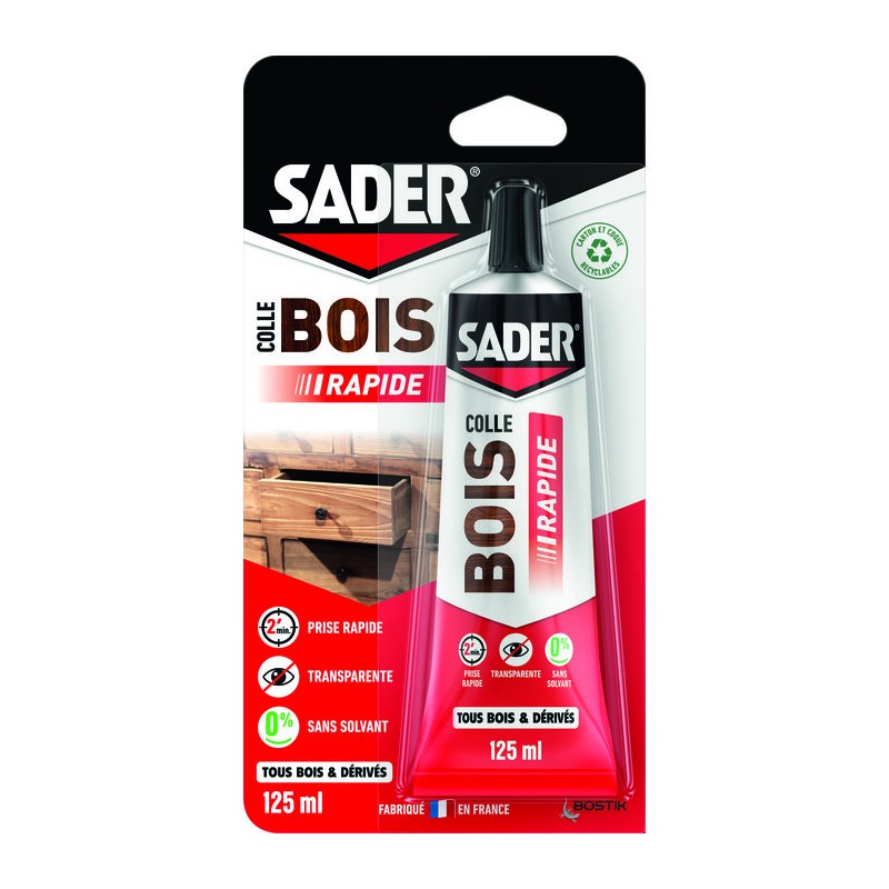 COLLE À BOIS VINYLIQUE À PRISE RAPIDE 125 ml - SADER