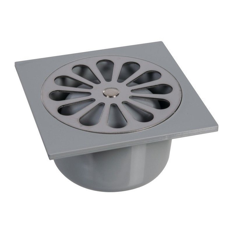 Siphon de sol PVC gris - 100 x 100 mm - Grandsire