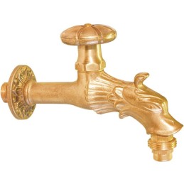 Robinet antique pour fontaine - M 1/2" - M 3/4" - Laiton poli - Puteus
