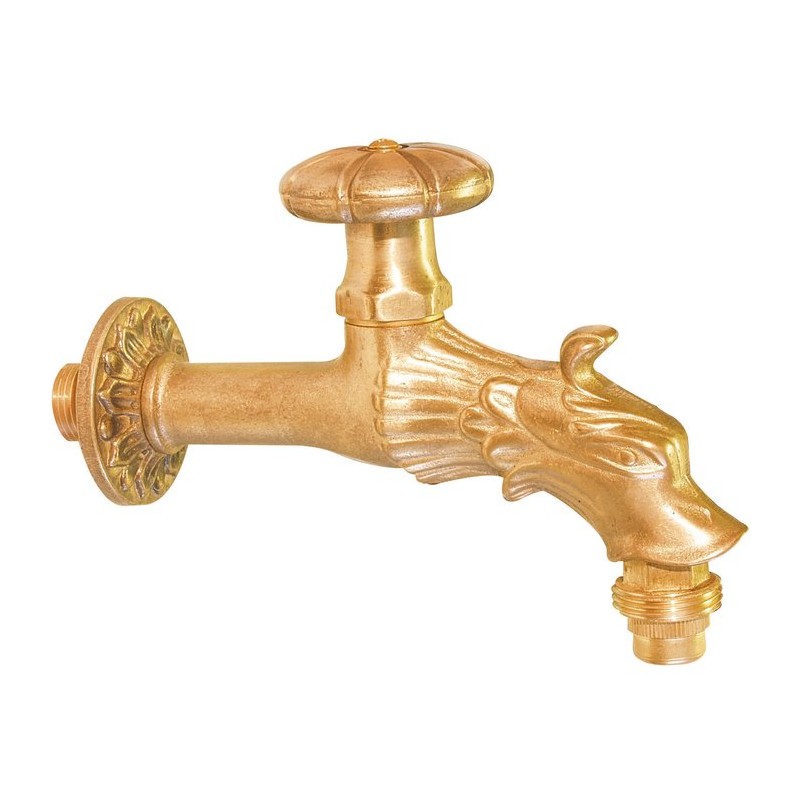 Robinet antique pour fontaine - M 1/2" - M 3/4" - Laiton poli - Puteus