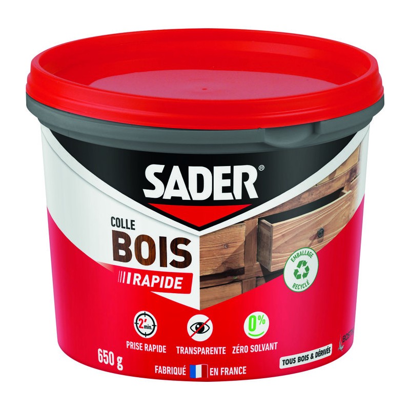 Colle à bois vinylique à prise rapide 650g - SADER