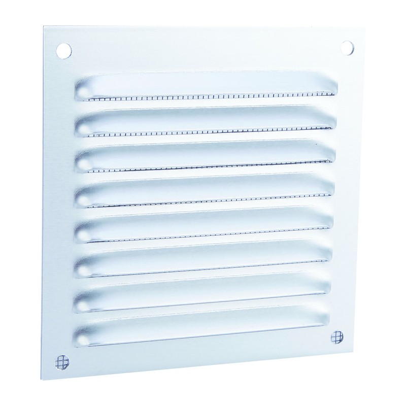 Grilles de ventilation aluminium anodisé à persienne avec moustiquaire 100x100mm