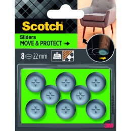 8 Patins glissants alvéoles adhésifs gris  Ø22mm - SCOTCH