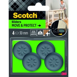 4 Patins glissants alvéoles adhésifs gris Ø30mm - SCOTCH