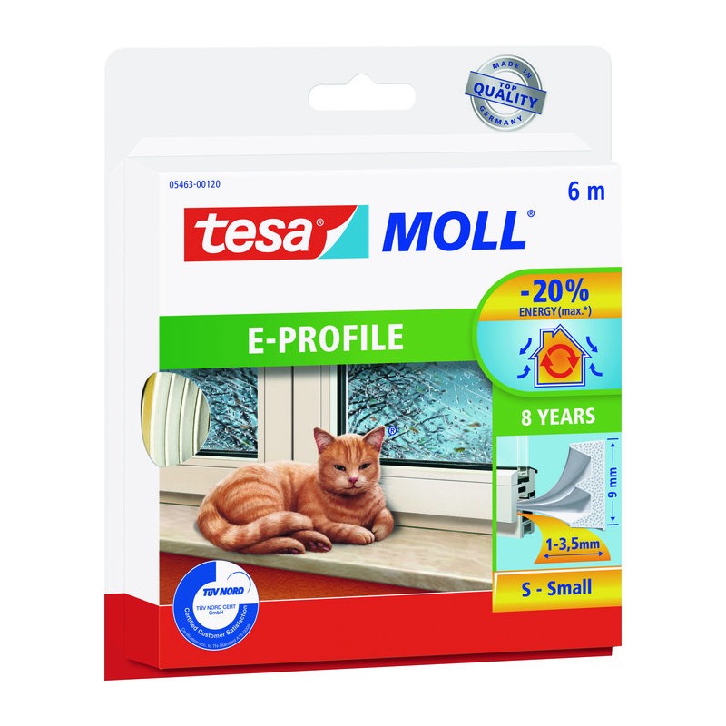 Joints portes et fenêtres en bande  - Tesa - L. 6 m - l. 9 mm - Blanc