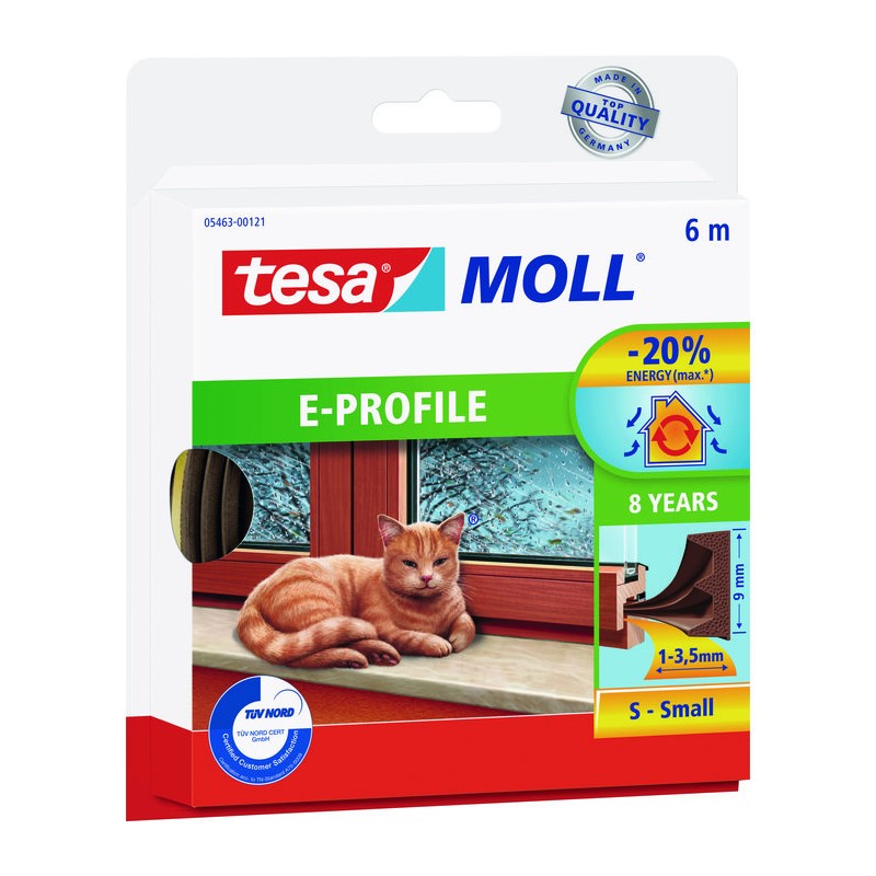 Joints portes et fenêtres en bande  - Tesa - L. 6 m - l. 9 mm - Marron