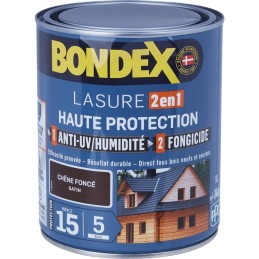 Lasure 2 en 1 haute protection - Chêne foncé- 1 l