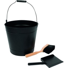 Set seau à cendre acier noir