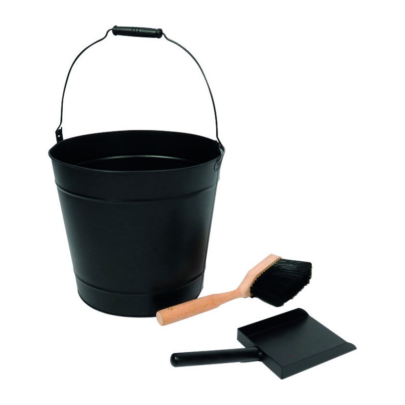 Set seau à cendre acier noir