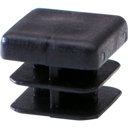 Embout rentrant carré plastique noir Interges - Dimensions 25 x 25 mm - Vendu par 4
