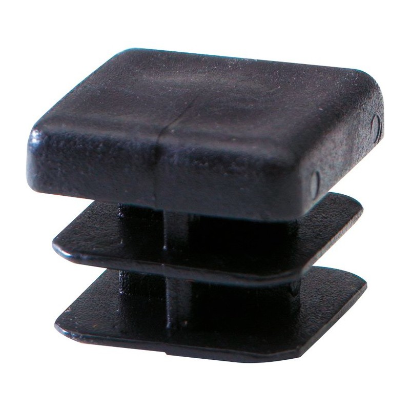 Embout rentrant carré plastique noir Interges - Dimensions 25 x 25 mm - Vendu par 4