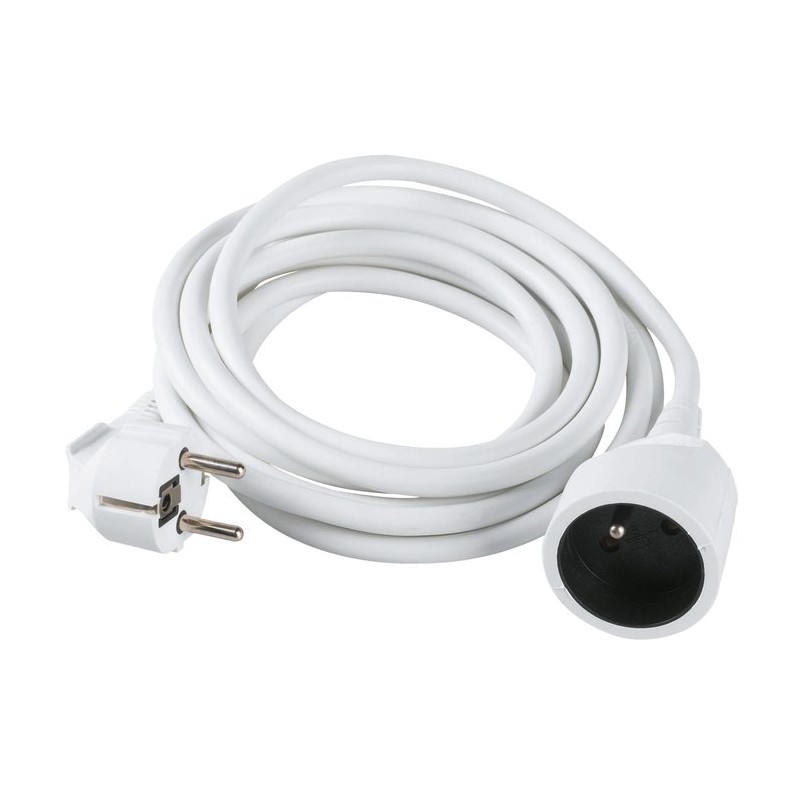 Prolongateur câble souple blanc Dhome - H05 VV-F 3G 1,5 mm² - Longueur 10 m