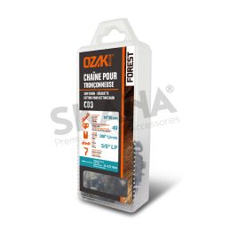 Chaîne de tronçonneuse OZAKI sous coque semi carrée: .3/8"LP .050 (1,3mm) 49 entraîneurs ( E49 )