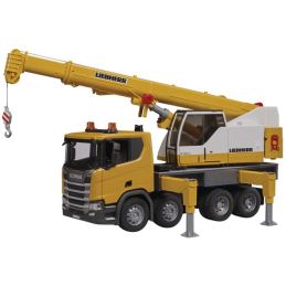 CAMION GRUE LIEBHERR SCANIA AVEC SON ET LUMIERE 1/16EME - Bruder