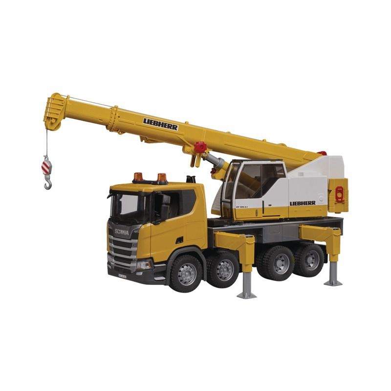 CAMION GRUE LIEBHERR SCANIA AVEC SON ET LUMIERE 1/16EME - Bruder