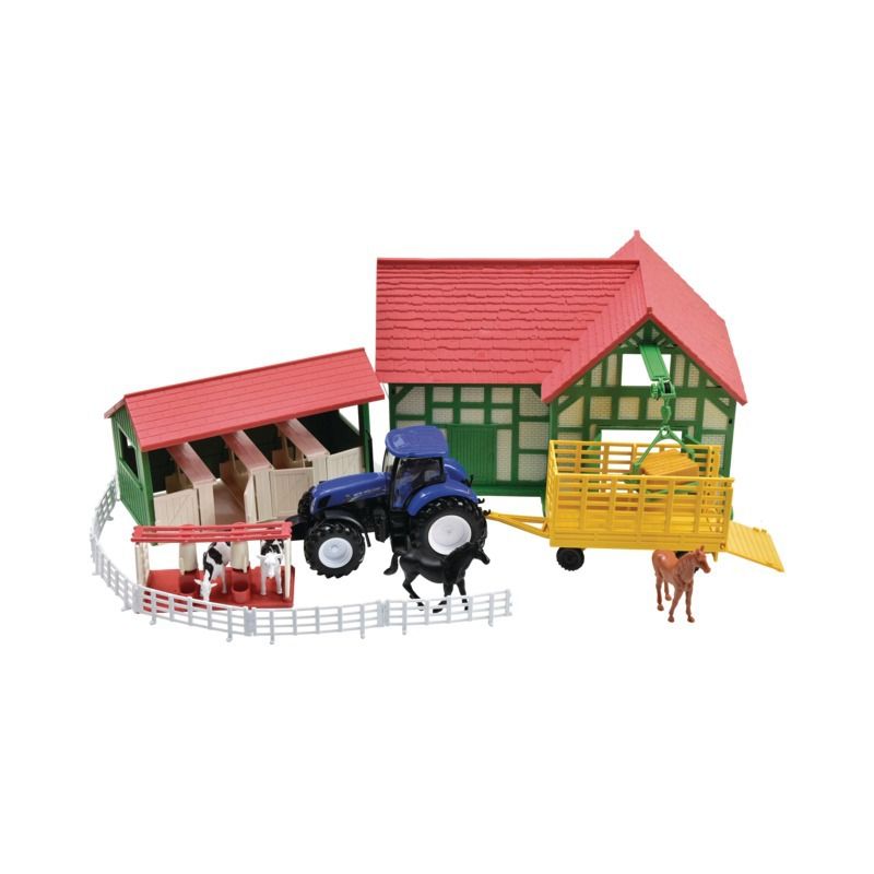 ENSEMBLE DE FERME AVEC TRACTEUR NEW HOLLAND T7.270 ET ANIMAUX AU 1/32EME NEW RAY - New Ray
