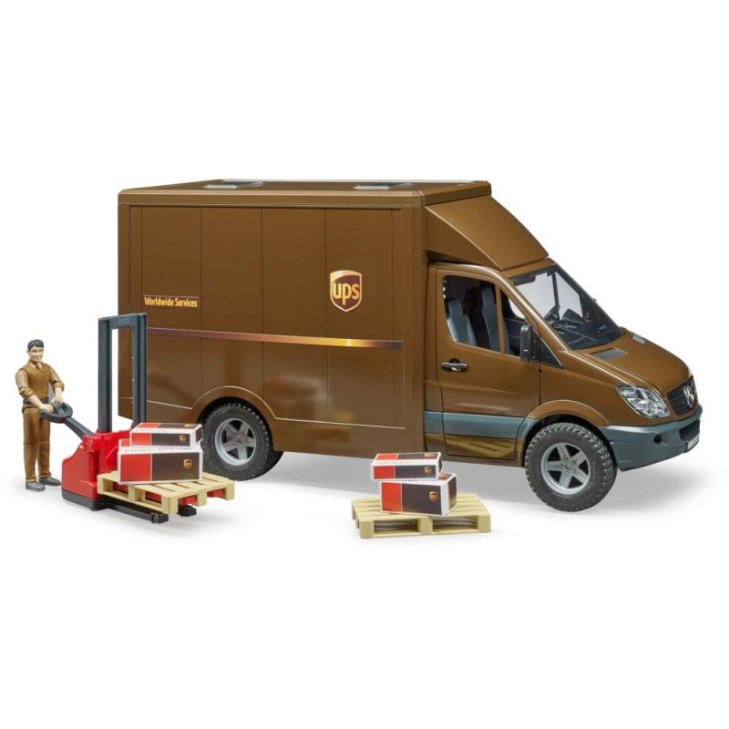 Camion Mercedes de transport UPS avec personnage et accessoires