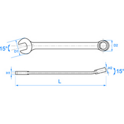 Clé plate incliné à 15° 12 pans King Tony