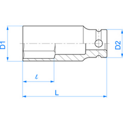 Douille à chocs longue 1/2" (12.7mm) 6 pans 4435
