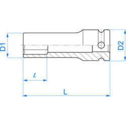 Douille chocs spéciale jante alu 1/2" (12,7mm) longue paroi extra fine métrique 6 Pans 4415