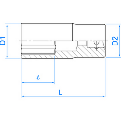 Douille Métrique 3/4" (19.05mm) Longue 6 pans 6235