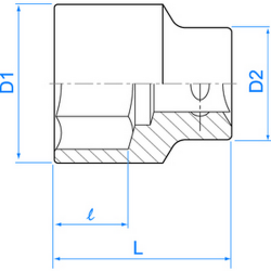 Douille Métrique 3/4" (19.05mm) Standard 6 Pans 6335