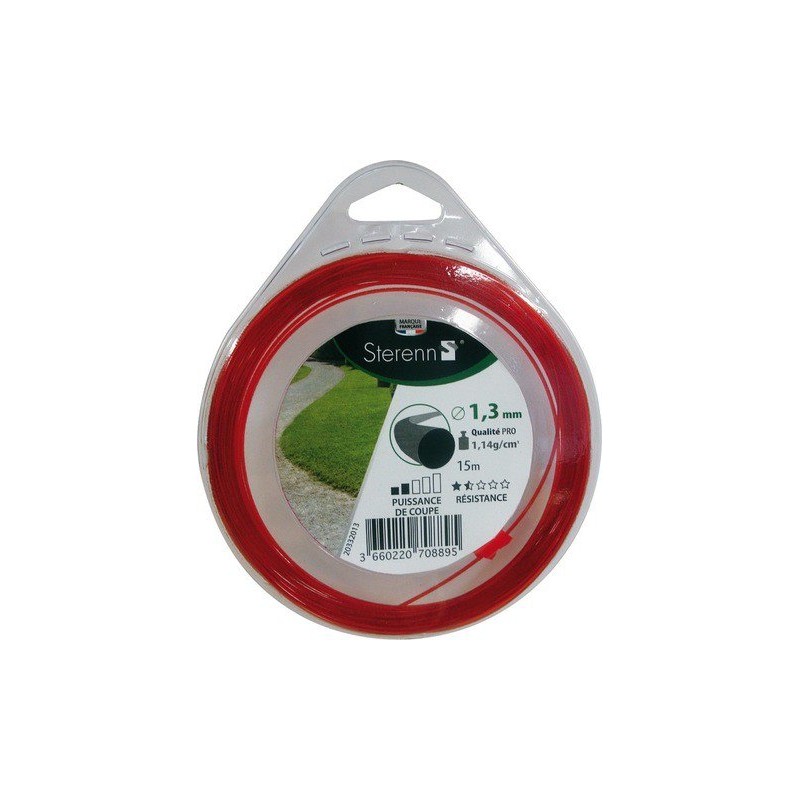 Fil nylon rond 1.3 mm² rouge dévidoir 15 mètres