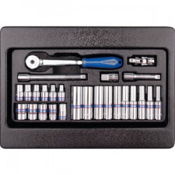 Thermoformé de douilles et accessoires 1/4" métriques 26 pièces