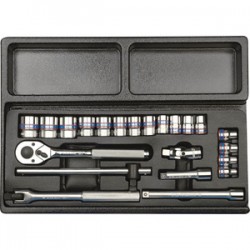 Thermoformé de douilles et accessoires 3/8" métriques - 22 pièces