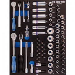 Plateau Evawave de douilles et accessoires 1/4" et 3/8" métriques