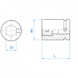 Adaptateur embout chocs 3/4" (19.05 mm) - 609622M